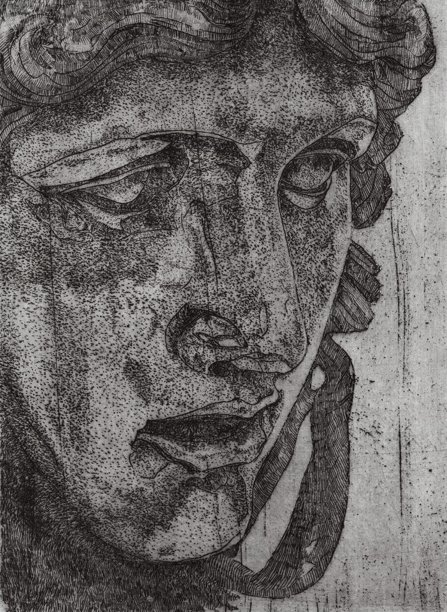 Lamento di Gorgone 2025 incisione ad acquaforte 18x13cm